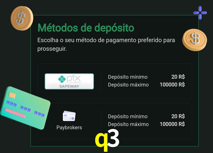 O cassino q3 oferece uma grande variedade de métodos de pagamento